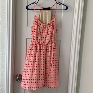 Pink and Navy Patterned Dress—Size M